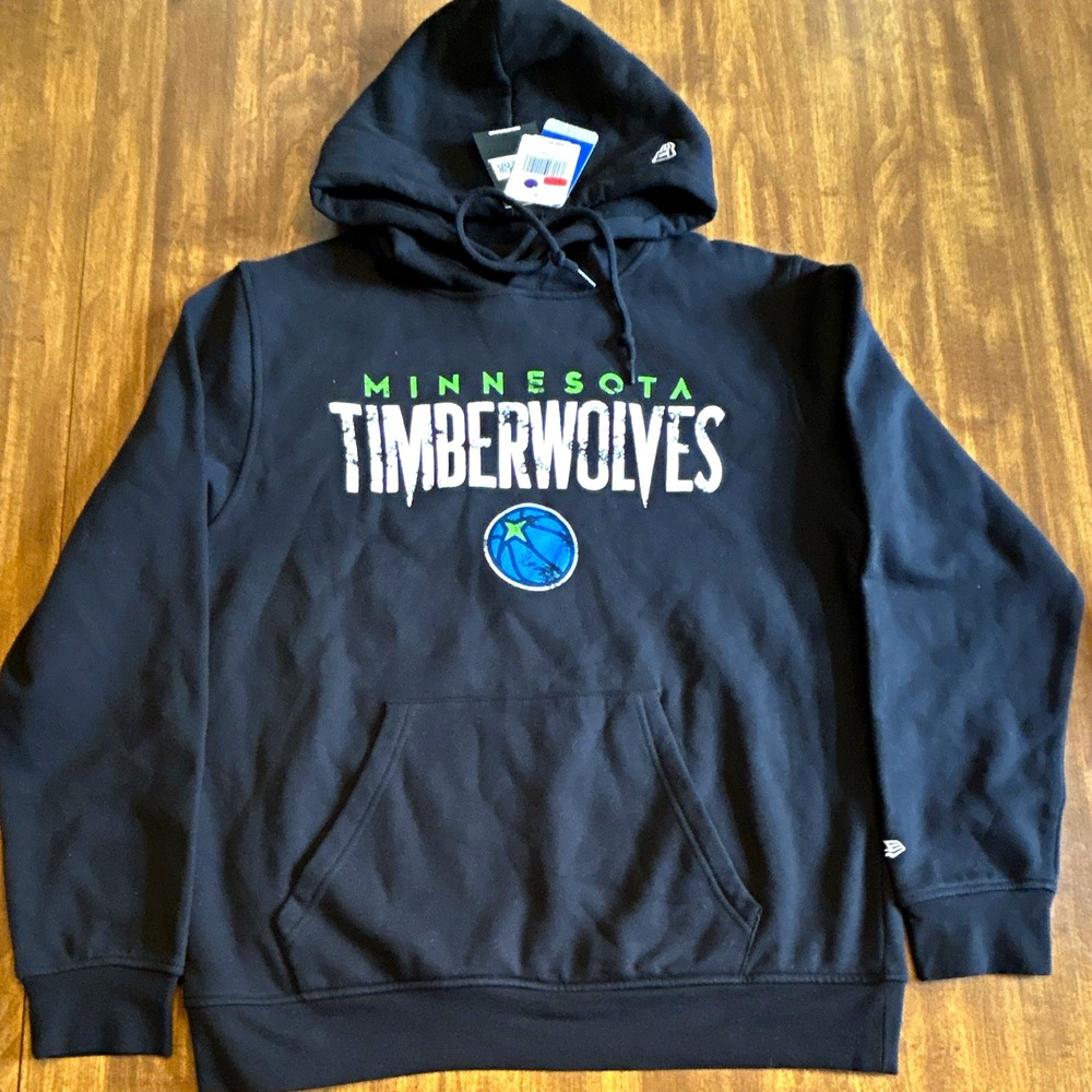 New Era Minnesota Timberwolves NBA Pullover Hoodie Sweatshirt Black Size L 40104